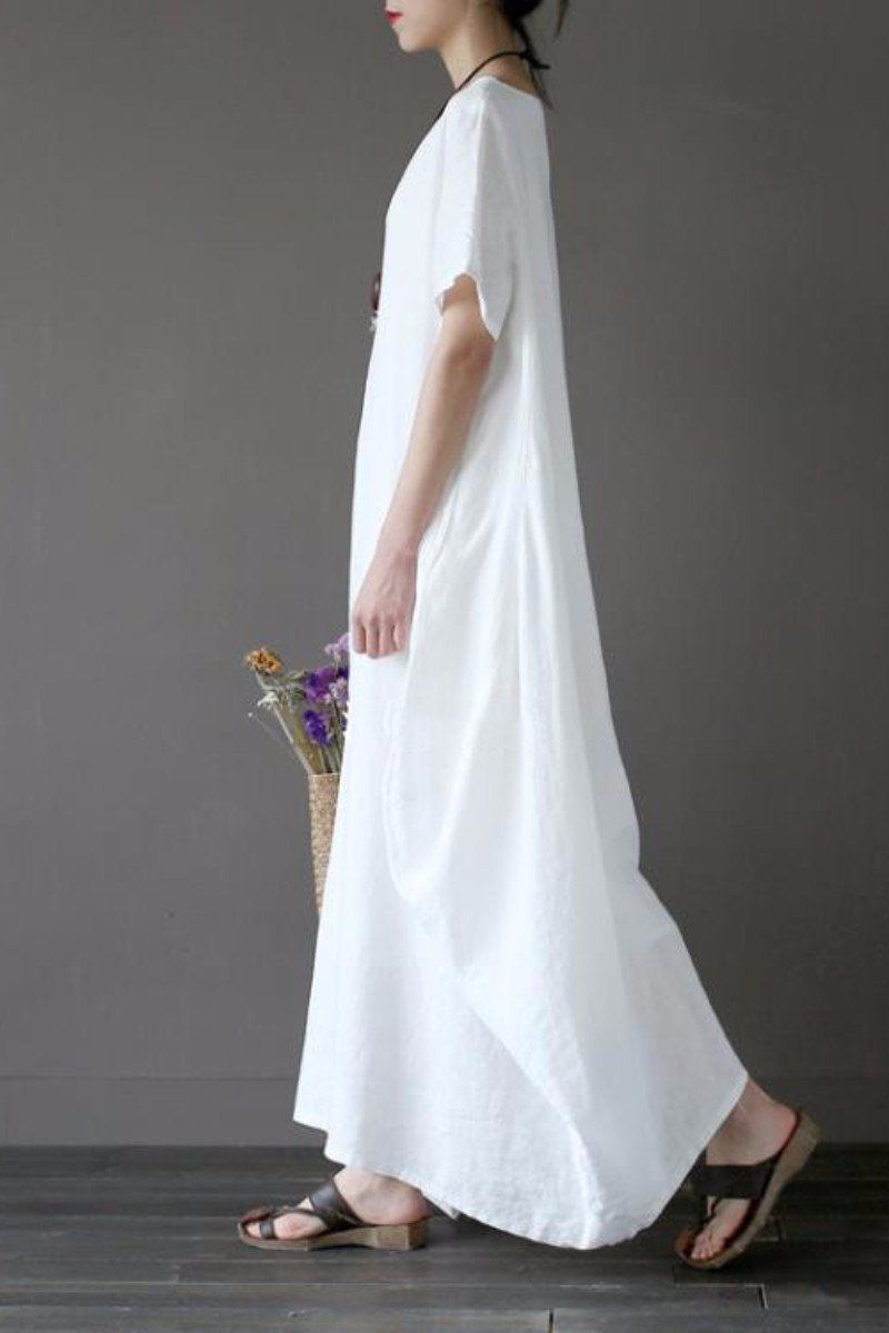 White Maxi Dress / White Dress / Plus Size Dress / Summer Dress