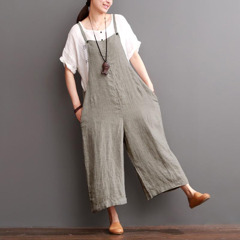 Leisure Linen Overalls Soft Outfit Cotton Pants Women Clothing