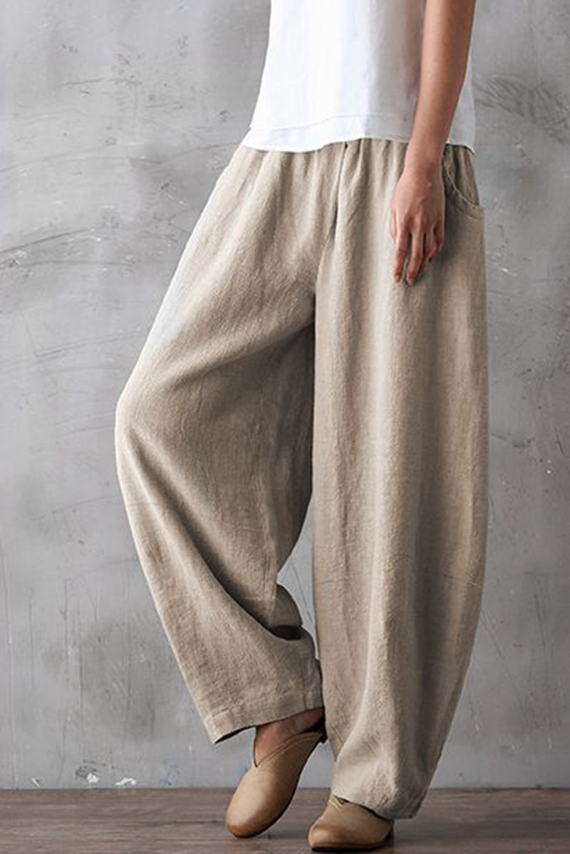Linen cotton loose pants for women /Linen cotton trousers for women