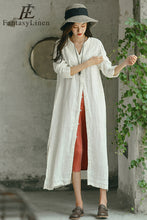 Load image into Gallery viewer, Fashion Embroidery Linen Long White Coat For Women C1791
