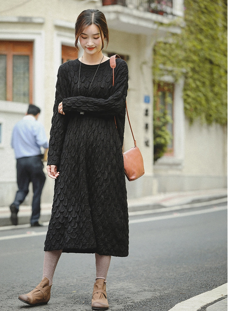 Black loose sweater outlet dress