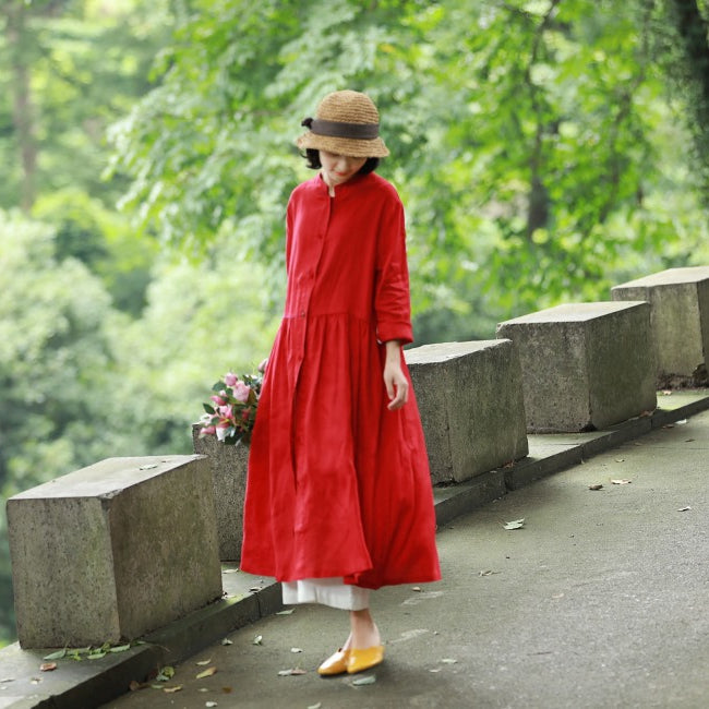 Button down red dress best sale