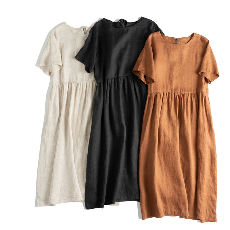 Summer Spring Women Linen Dress,Soft Washed Vintage Dresses 2221 –  SimpleLinenLife