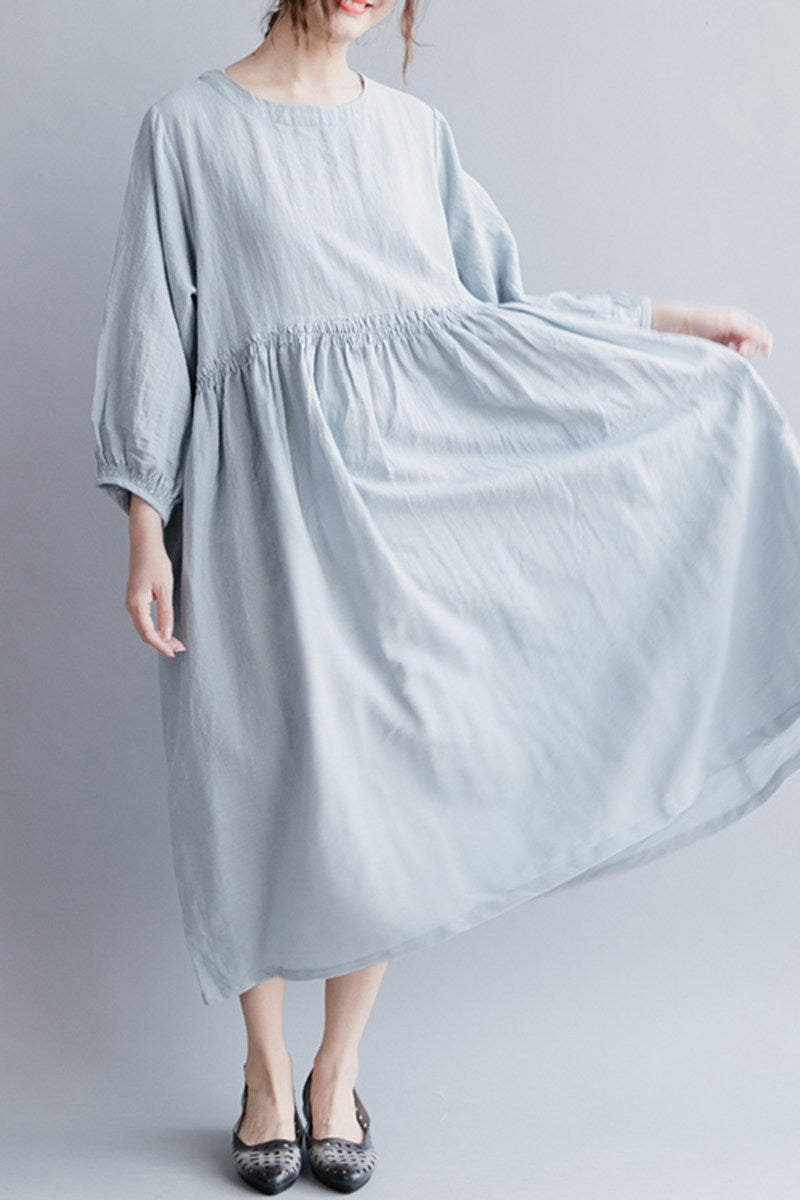 Fashion Women Long Dresses Cotton Linen Loose Lady Dress Q2041 ...