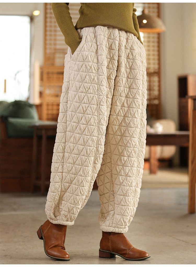 Qoo10 - Women Winter Harem Pants Thick Warm Casual Harem Pants for