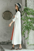 Load image into Gallery viewer, Fashion Embroidery Linen Long White Coat For Women C1791
