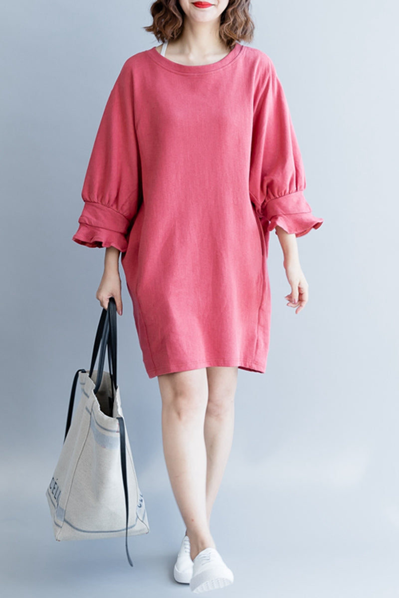Short Sleeve Round Neck Button Cotton Midi Dress | Cotton midi dress, Casual  dresses, Womens midi dresses