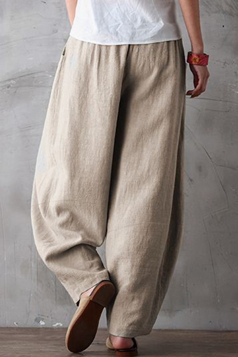 Women's Cotton Linen Pants Elastic Waist Vintage Trousers Lady Loose Casual  Pants S-5xl Retro Literary Cotton Trousers | Fruugo AE